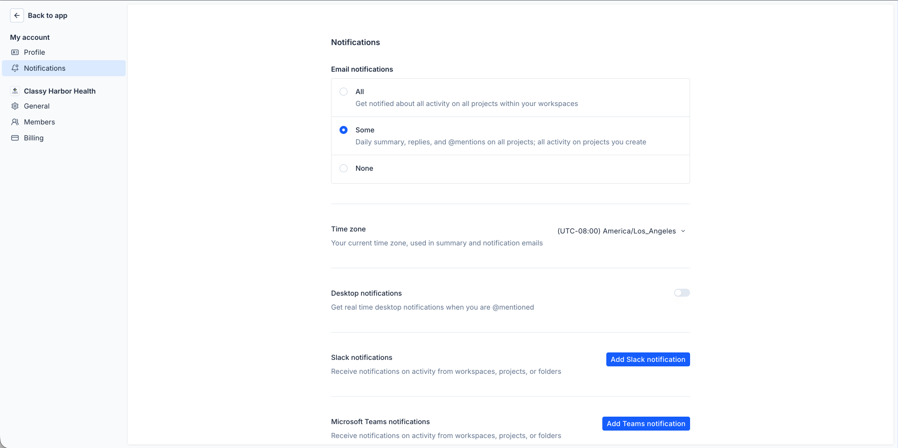 After: workspaces and settings